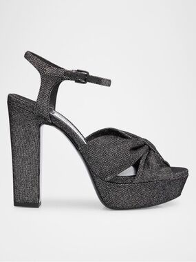 Jimmy Choo Heloise 120 Glitter Knot Platform Sandals Black NWT Size 39.5